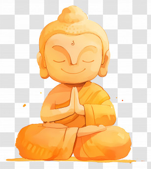 Buddha - Cartoon Meditating Buddha In Peaceful Orange Robe Transparent PNG