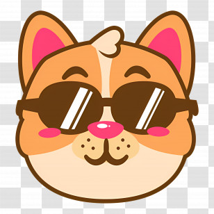 Cat Emoji - Cartoon Dog Wearing Sunglasses Transparent PNG