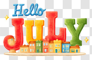 Hello July - Hello July With Colorful Houses Transparent PNG