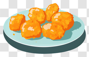Chicken Nuggets - Chicken Nuggets On Blue Plate Illustration Transparent PNG
