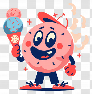 Ice Cream - Happy Cartoon Ice Cream Character Transparent PNG