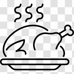 Turkey Food - Roasted Chicken Line Art Design Transparent PNG