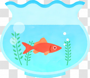 Cartoon Fish - Goldfish In A Glass Bowl Illustration Transparent PNG