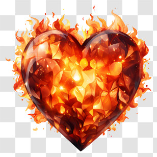 Heart On Fire - Flaming Heart Symbol Transparent PNG