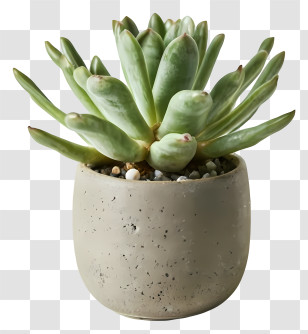 Cartoon - Succulent Plant In A Gray Pot For Home Decor Transparent PNG