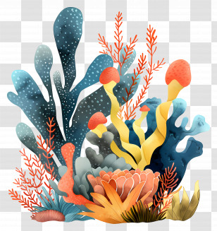 Coral Reef - Vibrant Coral Reef Illustration Transparent PNG