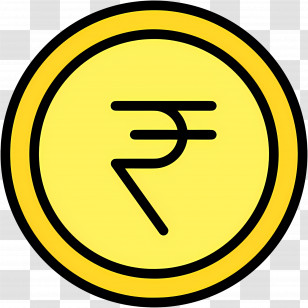 Indian Rupees - Yellow Coin With Rupee Symbol Transparent PNG