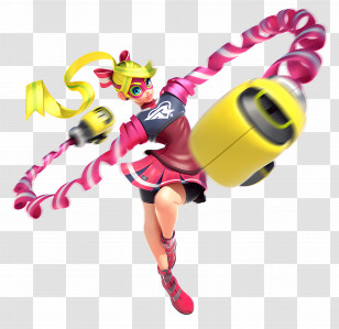 Ribbon Girl - Dynamic Pink Action Figure Transparent PNG