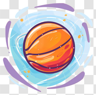 Basketball - Cartoon Basketball With Swirling Background Transparent PNG