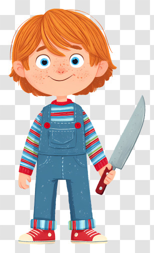Cartoon Chucky - Red-haired Boy With Knife Transparent PNG