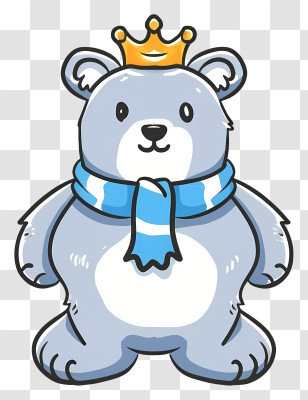 Icon - Cute Bear With Crown And Scarf Transparent PNG