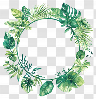 Green Circle Frame - Tropical Leaf Wreath Decoration Transparent PNG