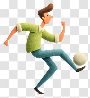 Man Kicking Soccer Ball - Cartoon Man Playing Soccer Transparent PNG