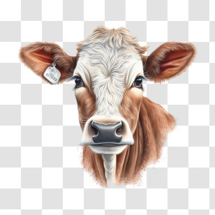 Cow - Illustration Of A Cow Head With Detailed Features Transparent PNG