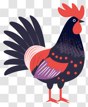 Rooster - Colorful Cartoon Rooster Illustration Transparent PNG