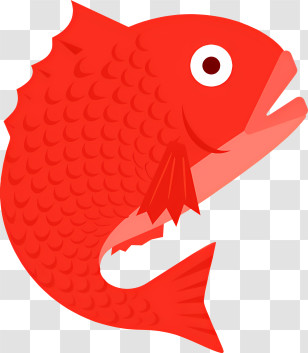 Icon - Bright Red Fish Illustration Transparent PNG