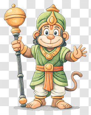 Hanuman - Friendly Monkey Warrior Mascot Transparent PNG