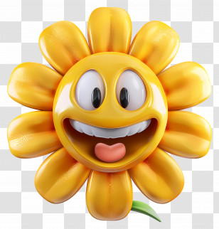 Flower - Cheerful Yellow Flower Cartoon With A Smile Transparent PNG