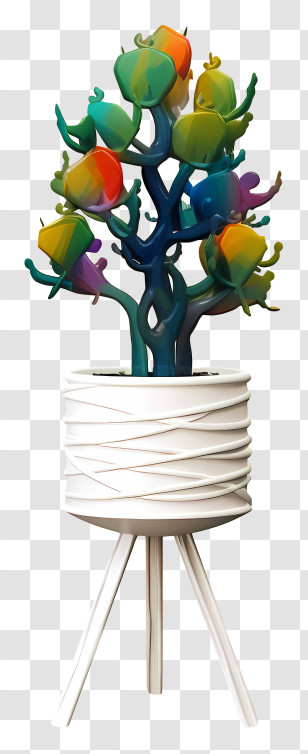 Bonsai Tree - Colorful Abstract Plant With Bulbs Transparent PNG
