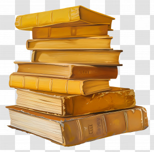 Stack Of Books - Stack Of Old Yellow Hardcover Books Transparent PNG