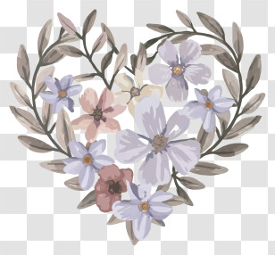 Cartoon - Floral Heart With Soft Pastel Flowers Illustration Transparent PNG