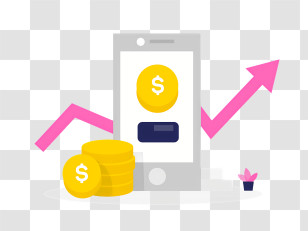 Financial Success - Mobile App With Financial Growth And Coin Graphics Transparent PNG