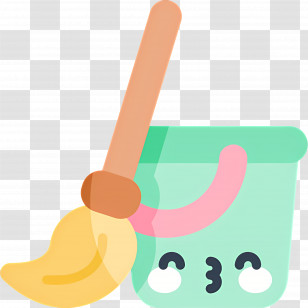 Cleaning Mop - Cute Paint Bucket With Brush Transparent PNG