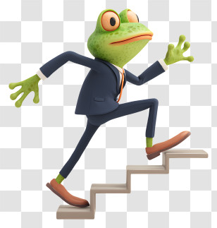 Frog Climbing Stairs - Business Frog Climbing Stairs Transparent PNG