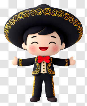 Cartoon Mariachi Boy - Cute Mariachi Toy Mascot Transparent PNG