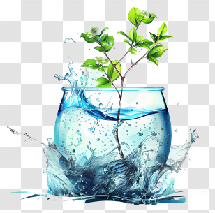 World Water Day - Plant Growing In Water With Splash Transparent PNG