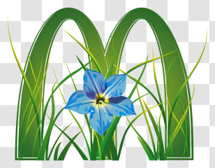 Mcdonalds Logo - Blue Flower With Green Grass Transparent PNG