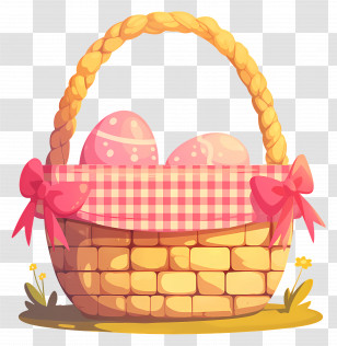 Handled Basket - Easter Basket With Eggs Transparent PNG