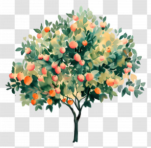 Mango Tree - Watercolor Illustration Of Apple Tree Transparent PNG