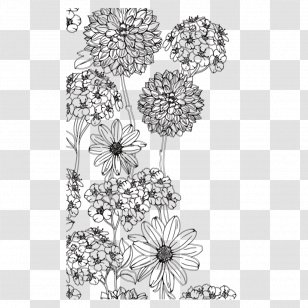 Floral Design Black And White Painting Flower Monochrome - Petal Transparent PNG