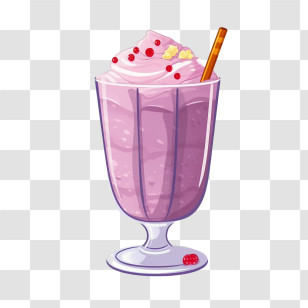Milkshake - Delicious Milkshake With Whipped Cream And Straw Transparent PNG