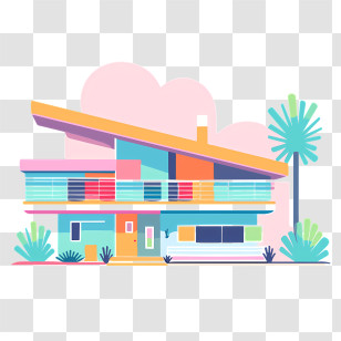 Icon - Colorful Modern House Transparent PNG
