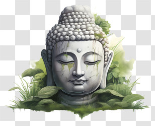 Buddha Head - Buddha Head Statue Surrounded By Greenery Transparent PNG
