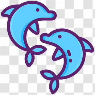 Dolphin - Two Blue Cartoon Dolphins Transparent PNG