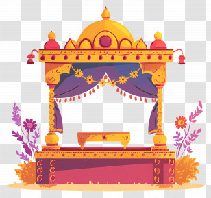 Indian Wedding Stage - Colorful Decorative Pavilion Transparent PNG