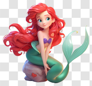Ariel Mermaid Princess - Mermaid With Red Hair Transparent PNG