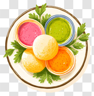 Indian Idli Dish - Colorful Dishes With Sauces Transparent PNG