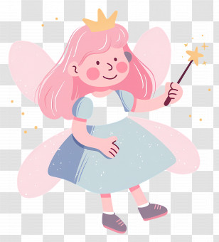 Cartoon Fairy - Fairy With Wand And Wings Transparent PNG