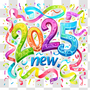2025 Year - New 2025 Celebration With Colorful Design Transparent PNG