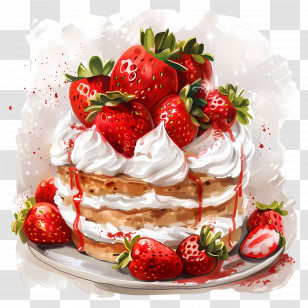 Strawberry Shortcake - Strawberry Cake With Whipped Cream Transparent PNG