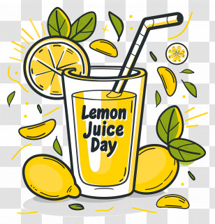 Lemon Juice Day - Refreshing Lemon Juice Illustration Transparent PNG
