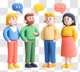 People Discussing Work Together - 3D Cartoon People Having A Conversation Transparent PNG