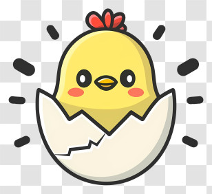 Chicken - Cute Chick Hatching From Egg Cartoon Transparent PNG