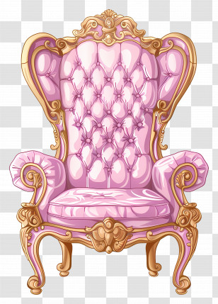 Princess Chair - Pink Royal Ornate Armchair Transparent PNG