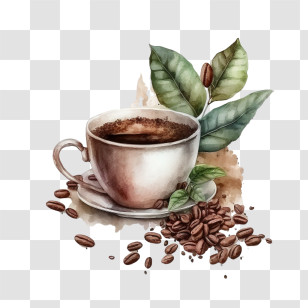Coffee Beans
 - Artistic Coffee Cup With Beans And Leaves Transparent PNG