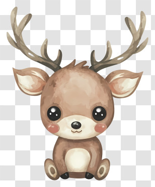Cute Deer - Adorable Big-Eyed Cartoon Reindeer Transparent PNG